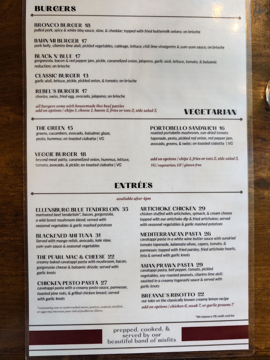 Menu The Pearl Bar & Grill-1