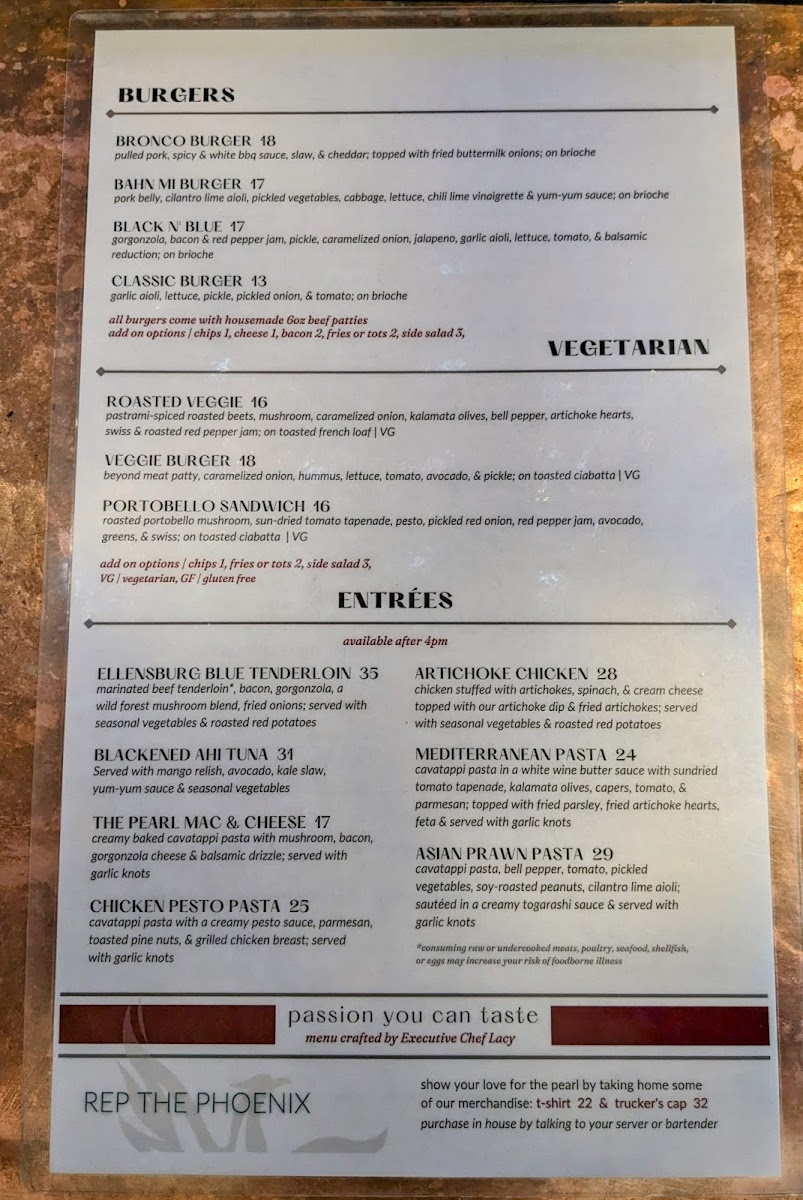 Menu The Pearl Bar & Grill-2